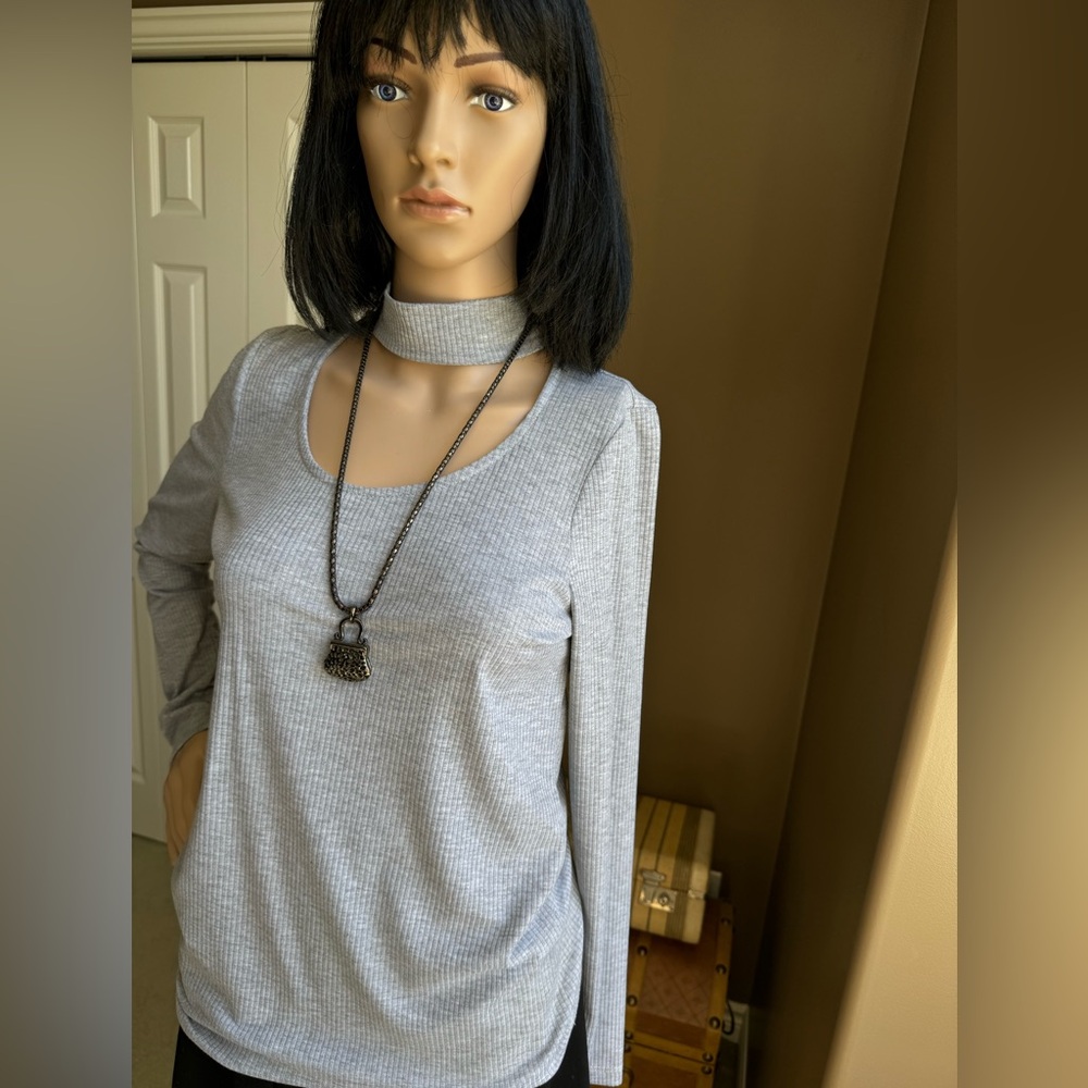 Soft Ribbed Grey Top by Drew - Picture 2 of 8